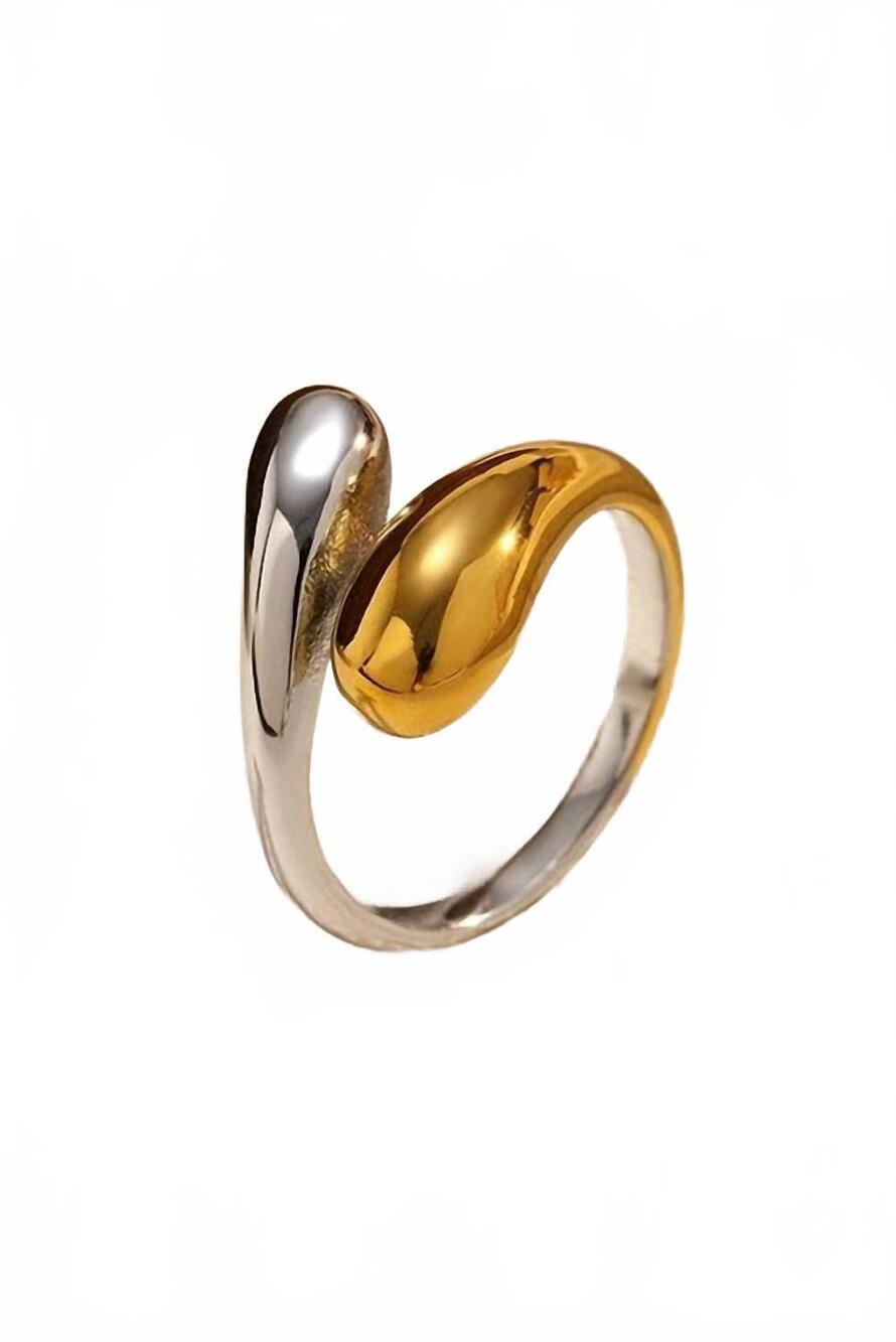 NEW JOSSLYN BY WALL TO WALL women's two-tone abstract ring in silver & gold